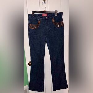 Stylish Blue Jeans with Rhinestone Accents size 8